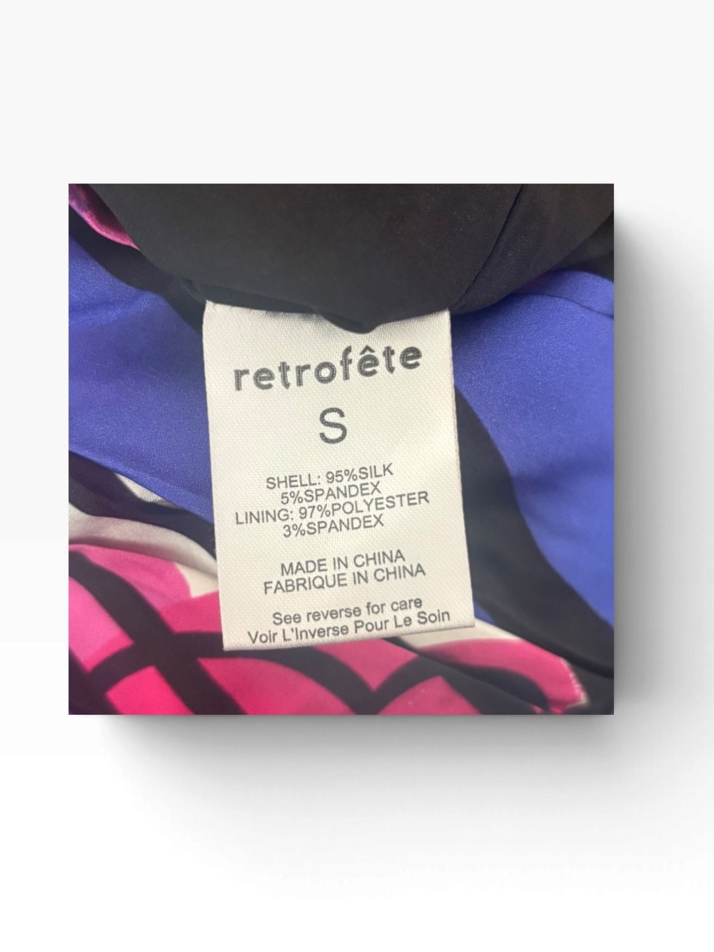 Retrofête Graphic Silk Mini Dress - Size Small - Picture 5 of 5